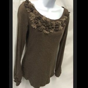 Anthropologie C KEER Mixed Media Embellished Scoop